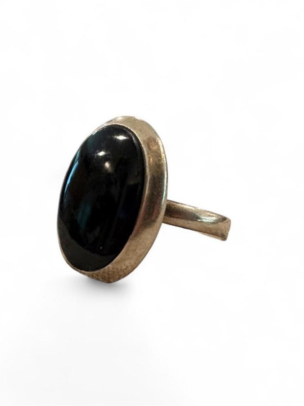 Sterling Silver Black Gemstone Oval Ring | 8.5 | NWOT